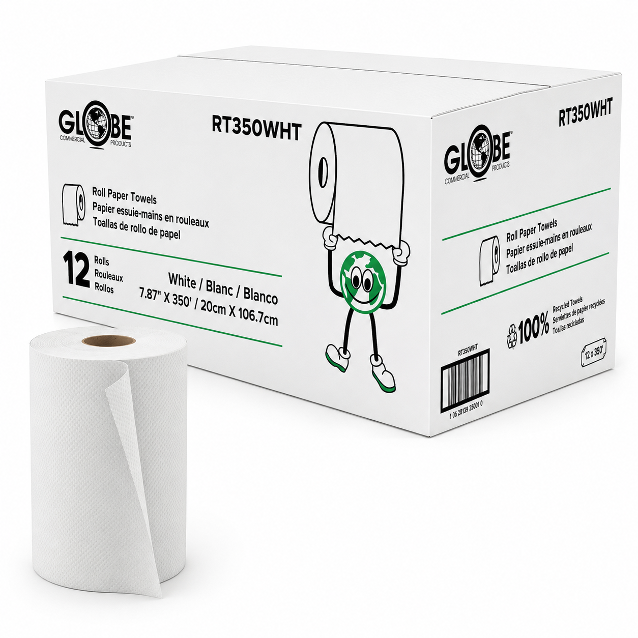 Roll Towels - White 12x350'