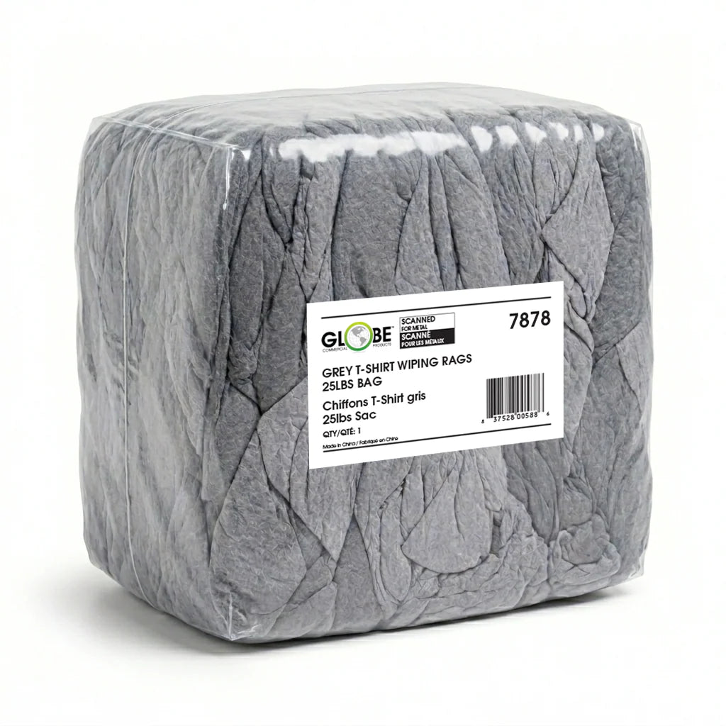 Grey T-Shirt Wiping Rags - 25lbs bag