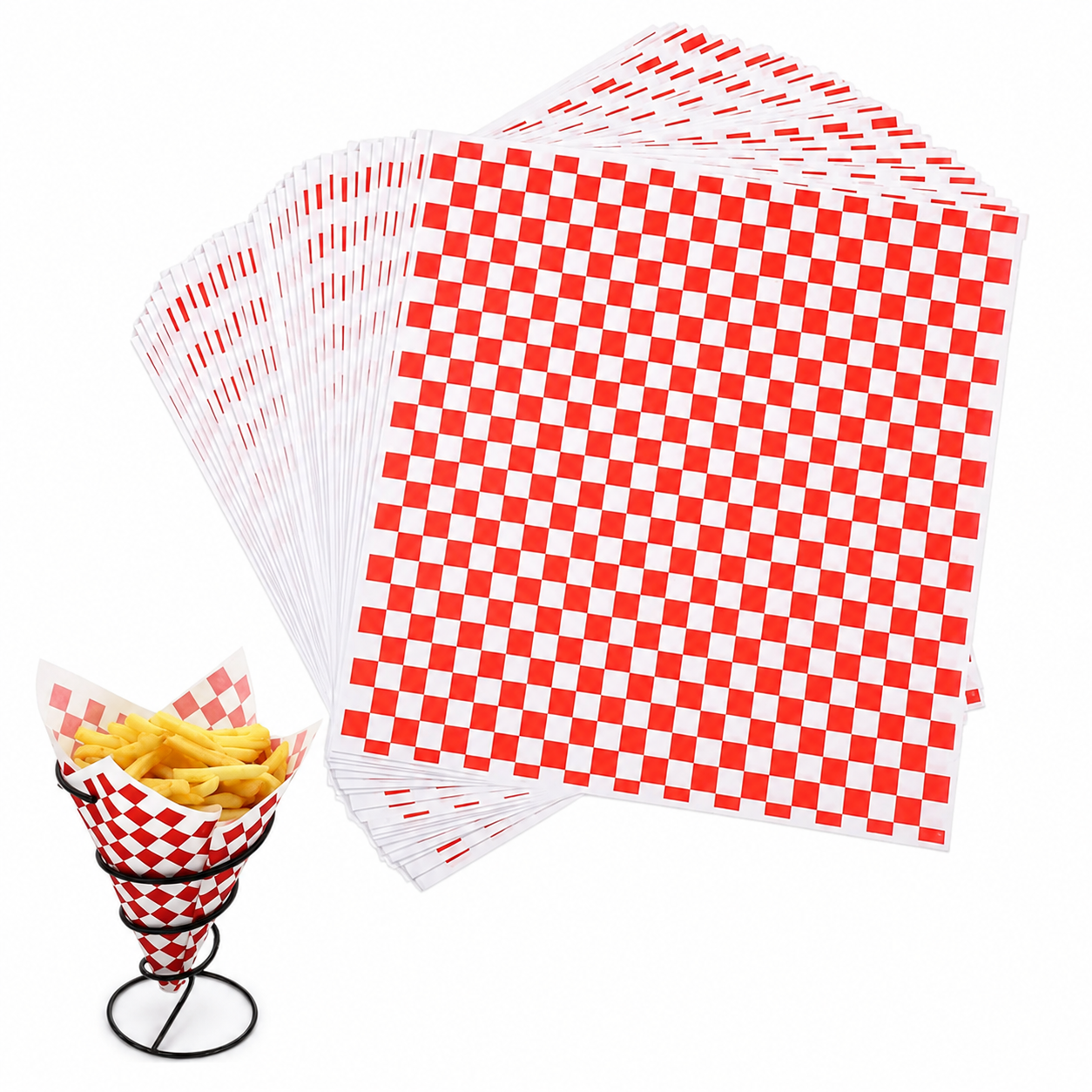 12" x 12" Red Checkered Wax Paper 1000/cs