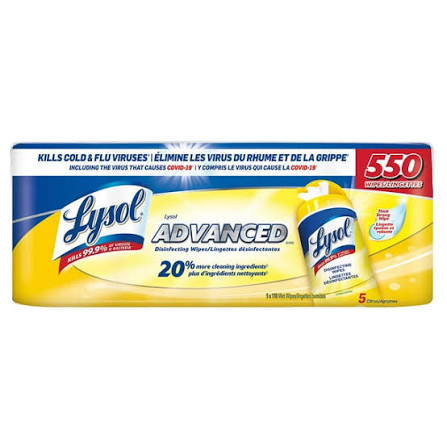 Lysol Advanced Disinfecting Wipes, 550 Count