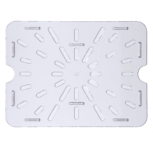 Drain Shelf, for 1/2-size food pan, footed, temperature range: -40° - 212° F, dishwasher safe, polycarbonate, clear