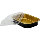 Black/Gold Take-Out Container Base & Clear Dome Lid Combo 16oz (6.4"Lx4.7"Wx1.26"D)100/Case