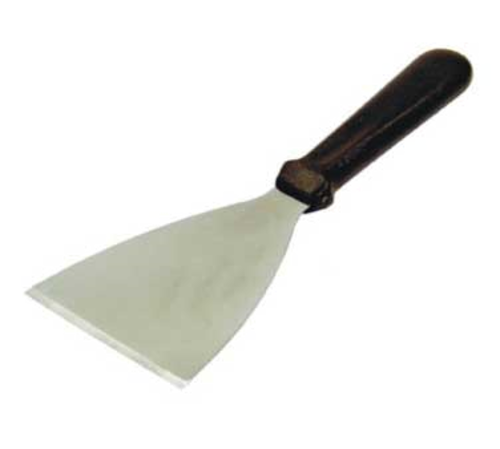 Pan Scraper, 4-3/8" x 3-1/8", black plastic handle, stainless steel