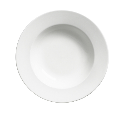 Soup Plate, 9 oz., 9" (23cm), rimmed, round, porcelain, white, Palm Packed 3 DZ
