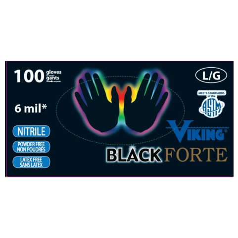 Viking® Black Forte™ Nitrile Disposable Gloves (100/bx)