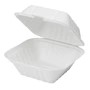 Compostable Hinged Containers - 6" X 6" X 3" / White (200/CS)