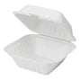 Compostable Hinged Containers - 9" X 9" X 3.25" / White (200/CS)