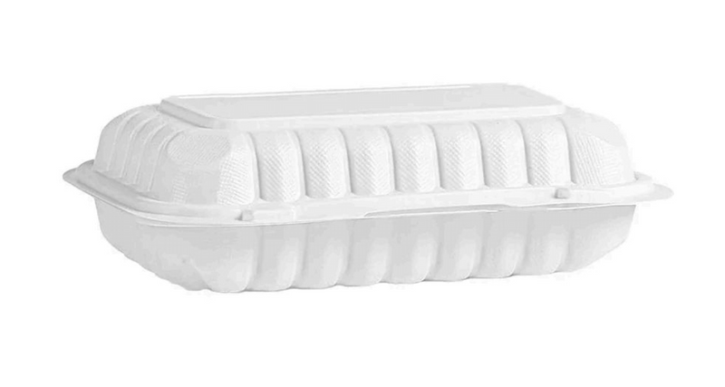 MFPP Hinged Containers - 9" X 6" X 3" / White (150/cs)