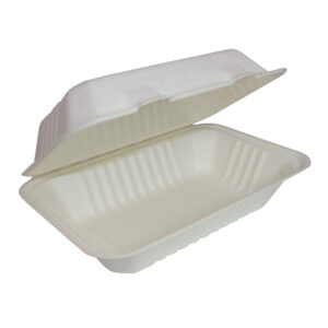 9″ x 6″ Sugarcane Hinged-lid Container 200/cs