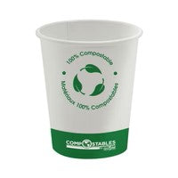 Single Wall Hot/Cold Compostable Paper Cups - 8 Oz / White (1000/CS)
