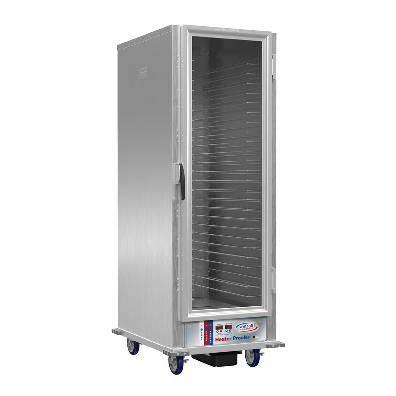Heater Proofer Cabinet, mobile, full height, insulated, 20-3/4"W x 34-1/8"D x 67-1/8"H, aluminum construction, forced air, accommodates (35) 18" x 26" pans