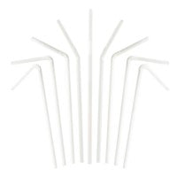 PLA Straws Compostable Wrapped - 8-8.5"H / White / Folding Straws (5000/CS)