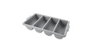 Cutlery Bin, 21-1/4"L x 11-1/2"W x 3-3/4"H, (4) compartments, ribbed design, durable, gray, NSF, Made in USA