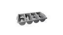Cutlery Bin, 21-1/4"L x 11-1/2"W x 3-3/4"H, (4) compartments, ribbed design, durable, gray, NSF, Made in USA