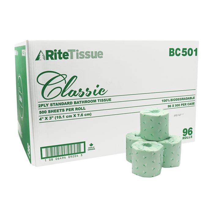 CLASSIC 2 PLY VIRGIN TOILET TISSUE, INDIVIDUALLY WRAPPED 96RLS/CS