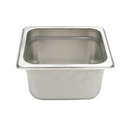 STEAM PAN 1/6 SIZE 4" DEEP 24 GAUGE STAINLESS STEEL