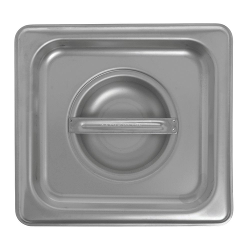 Steam Pan Cover, 1/6 size, solid, 24 gauge stainless steel, NSF